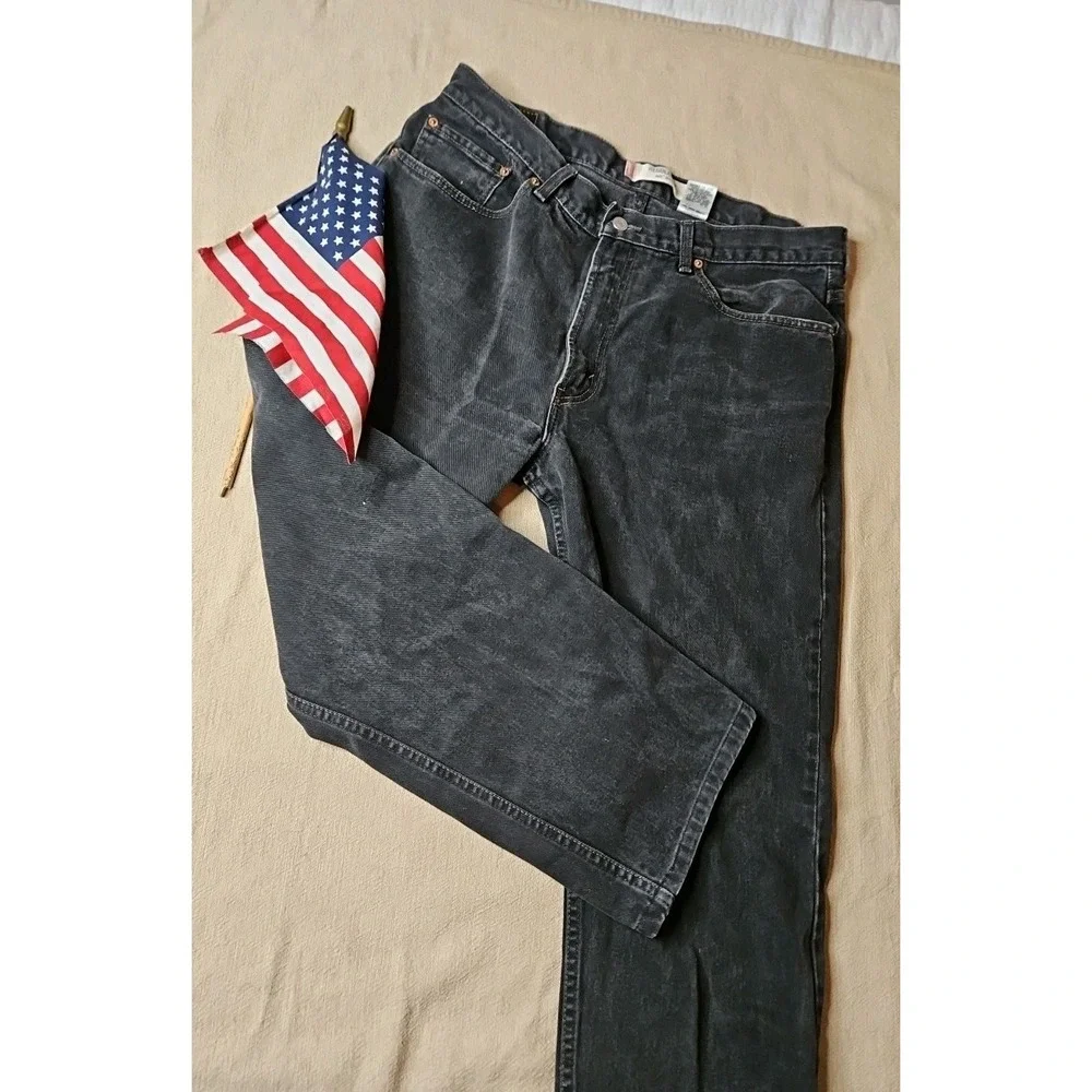 Levis 505 Black Jeans 38x30‎ Straight Fit Denim Classic Five Pocket Vintage